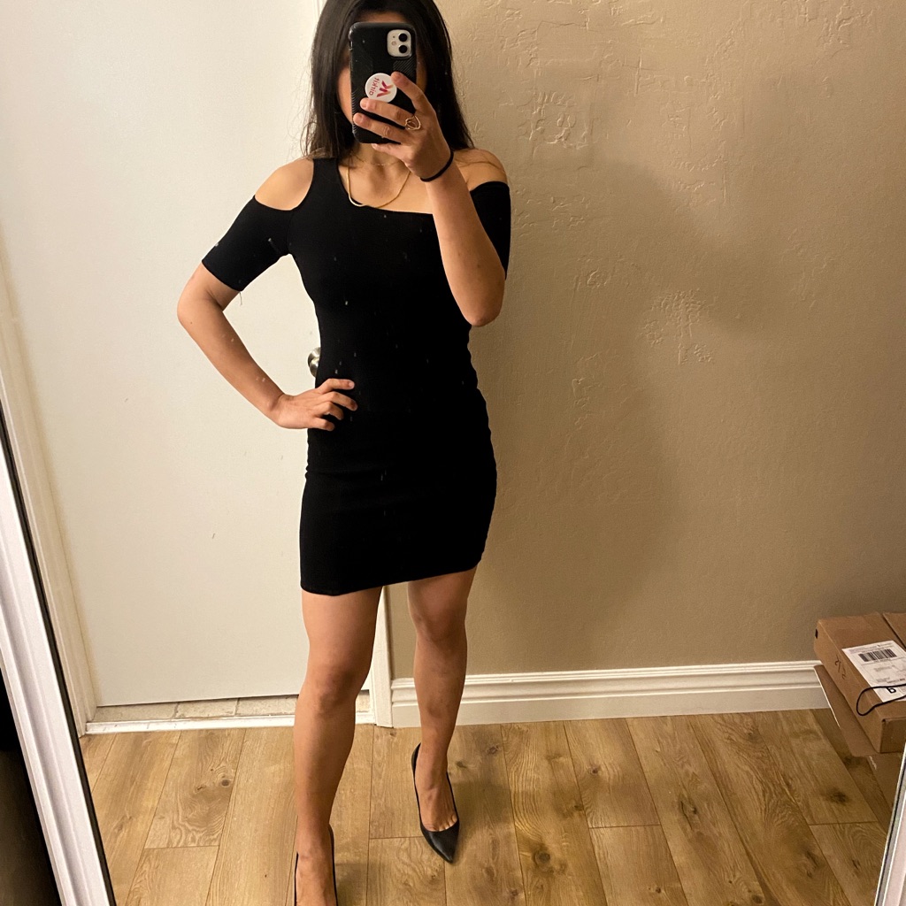 Helmut Lang Cold Shoulder Black Dress